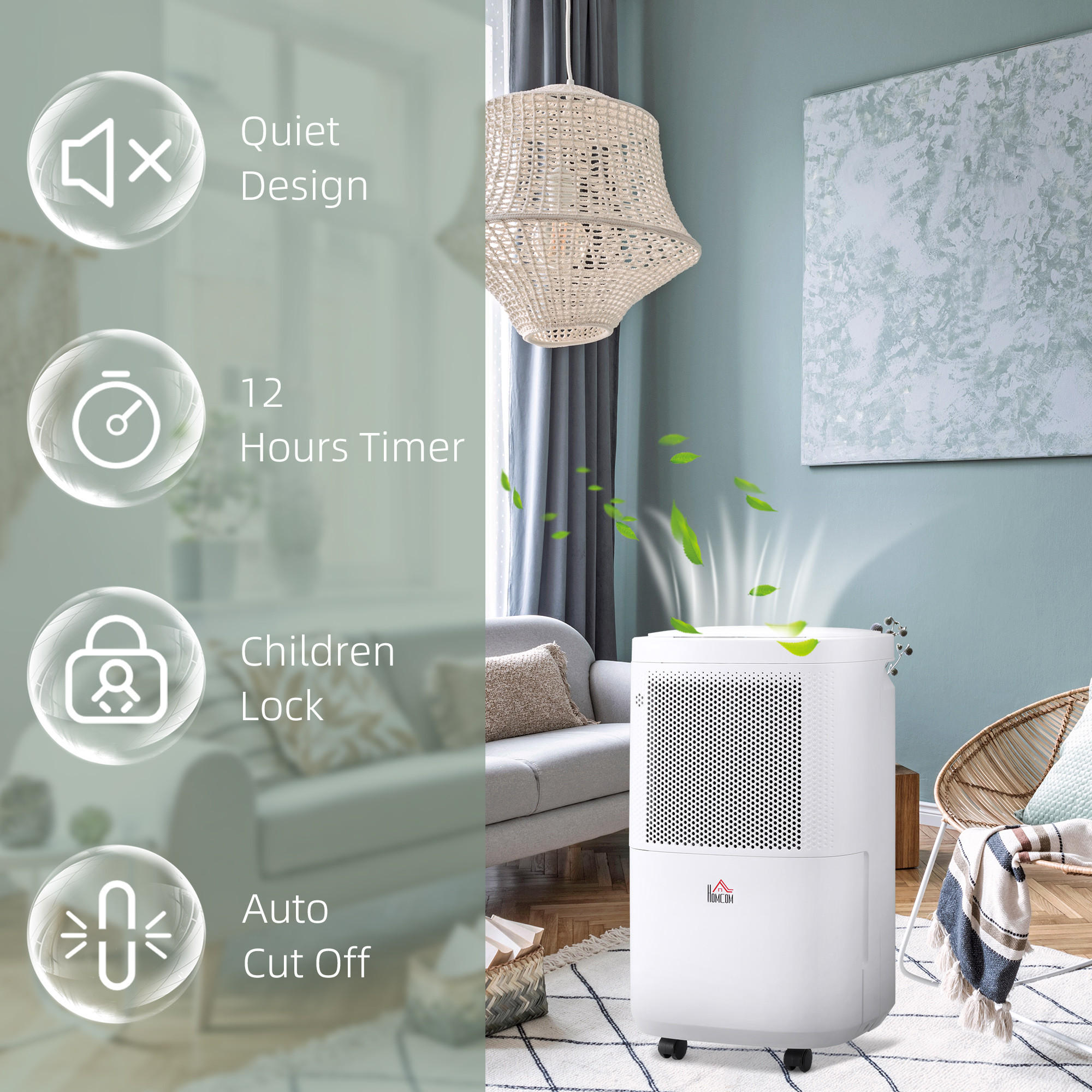 10L/Day 2200ML Portable Quiet Dehumidifier with WiFi Smart App Control, Electric Moisture Air Dehumidifier for Home Laundry Base
