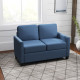 Modern Boxy Linen-Look Two-Seater Sofa - Blue
