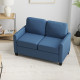 Modern Boxy Linen-Look Two-Seater Sofa - Blue