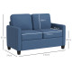 Modern Boxy Linen-Look Two-Seater Sofa - Blue