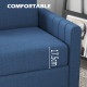 Modern Boxy Linen-Look Two-Seater Sofa - Blue