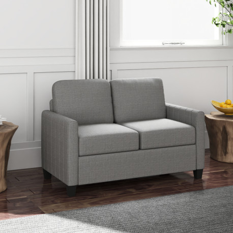 2 Seater Sofa, Channel Tufted Modern Fabric Couch, Comfy Upholstered Small Sofa Loveseat with Spring Cushion, Back Pillow, for L