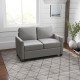 2 Seater Sofa, Channel Tufted Modern Fabric Couch, Comfy Upholstered Small Sofa Loveseat with Spring Cushion, Back Pillow, for L