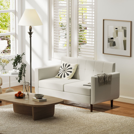 Two-Seater Linen-Look Sofa - Cream
