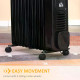 2500W Digital Display Oil Filled Radiator, 11 Fin Portable Electric Heater with Timer, Adjustable Thermostat, Three Heat setting