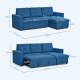 3 Seater Sofa Bed, L-Shaped Corner Sofa, Pull Out Sofa with Storage, Convertible Click Clack Settee Sectional Sleeper Futon for 