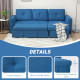 3 Seater Sofa Bed, L-Shaped Corner Sofa, Pull Out Sofa with Storage, Convertible Click Clack Settee Sectional Sleeper Futon for 