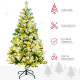 4.5&#039; Artificial Snow Christmas Trees with Frosted Branches, Warm White or Colourful LED Lights, Steel Base