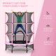 4.6FT/55&quot; Kids Trampoline with Safety Enclosure, Outdoor Indoor Use, for Ages 3-10 Years, Pink