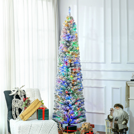 7ft Snowy Artificial Christmas Tree, with Lights, Decorations and Pine Cones