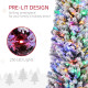 7ft Snowy Artificial Christmas Tree, with Lights, Decorations and Pine Cones