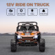 AIYAPLAY 12V Battery Powered Ride on Truck w/ Remote, Four Suspension Wheels, Horn, Lights, Music, USB, for Ages 3-5 Years, Brow