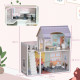 AIYAPLAY 2 Levels Dolls House with 13 Furniture Pieces, Play Set with Balcony, for Ages 3-6 Years, Multicoloured