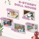 AIYAPLAY 2 Levels Dolls House with 13 Furniture Pieces, Play Set with Balcony, for Ages 3-6 Years, Multicoloured