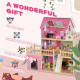 AIYAPLAY 3 Levels Dolls House Play Set with 13 Wooden Furniture Pieces and Accessories,