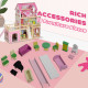 AIYAPLAY 3 Levels Dolls House Play Set with 13 Wooden Furniture Pieces and Accessories,