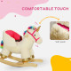 AIYAPLAY Kids Rocking Horse with Realistic Sounds, Safety Belt, Wooden Base, for Ages 18-36 Months, Cream White