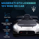AIYAPLAY Maserati GT2 Licensed 12V Kids Electric Ride on Car with 4 Suspension Wheels, Remote Control, Music, Horn, Lights, Whit