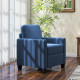 Modern Boxy Linen-Look Armchair - Blue