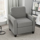 Modern Boxy Linen-Look Armchair - Light Grey