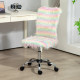 Fluffy Desk Chair, Armless Students Chair, Makeup Vanity Chair with Adjustable Height, Rolling Wheels for Home Study Bedroom, Un