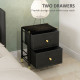 Faux Leather Bedside Table - Black