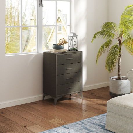Velvet-Feel Chest of Four Drawers - Brown