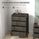 Velvet-Feel Chest of Four Drawers - Brown