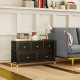 Faux Leather Front Chest of Drawers - Black