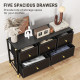 Faux Leather Front Chest of Drawers - Black