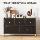 Faux Leather Front Chest of Drawers - Black