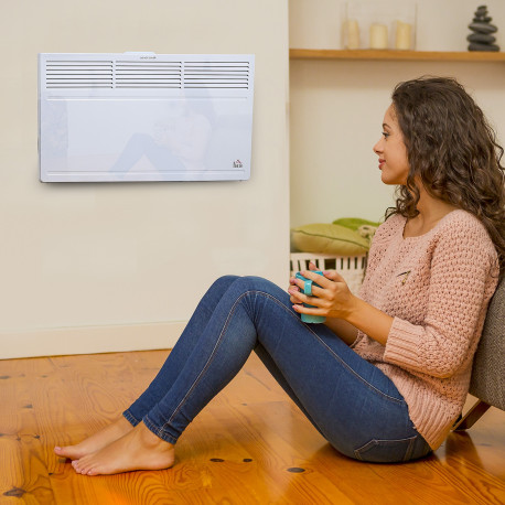 POWER Convector Radiator Freestanding or Wall-mounted Heating with 2 Heat Settings Safety Cut-Off, White