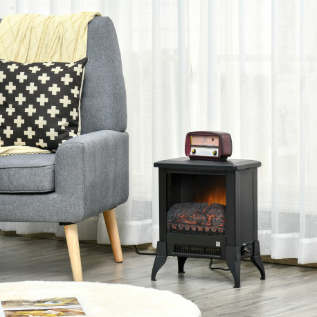 Electric Fireplace Stove, Free standing Fireplace Heater with Realistic Flame Effect, Adjustable Temperature and Overheat Protec