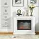 Electric Fireplace Suite with Remote Control, 1kW/2kW Freestanding Fireplace Heater with LED Flame Effect, Overheat Protection, 