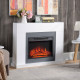 Electric Fireplace Suite with Remote Control, 2000W Freestanding Fireplace Heater with LED Flame Effect, Overheat Protection, 7-
