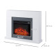 Electric Fireplace Suite with Remote Control, 2000W Freestanding Fireplace Heater with LED Flame Effect, Overheat Protection, 7-