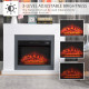 Electric Fireplace Suite with Remote Control, 2000W Freestanding Fireplace Heater with LED Flame Effect, Overheat Protection, 7-