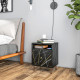 Elegant Bedside with Storage - Black/Gold Tone