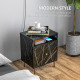 Elegant Bedside with Storage - Black/Gold Tone