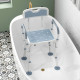 EVA Padded Shower Chair for the Elderly and Disabled, Height Adjustable Shower Stool with Back and Arms, 4 Suction Foot Pads, Li