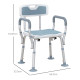EVA Padded Shower Chair for the Elderly and Disabled, Height Adjustable Shower Stool with Back and Arms, 4 Suction Foot Pads, Li