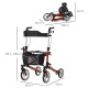 88.5-106cm Aluminium Frame Rollator Walker, with Brakes - Red
