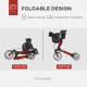 88.5-106cm Aluminium Frame Rollator Walker, with Brakes - Red