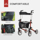 88.5-106cm Aluminium Frame Rollator Walker, with Brakes - Red