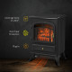 Freestanding Electric Fireplace Indoor Heater Glass View Log Wood Burning Effect Flame Portable Fireplace Stove 950/1850W Black