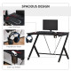 Gaming Desk, 108 x 66cm Computer Table Metal Frame with Cup Holder, Headphone Hook, Cable Hole, for Small Spaces, Black