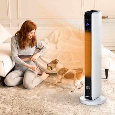 1100W/2200W Space Heater with 65° Oscillation & 8-Hour Timer and Overheat & Tip Over Protection, Room Heater with 2 Heater and F