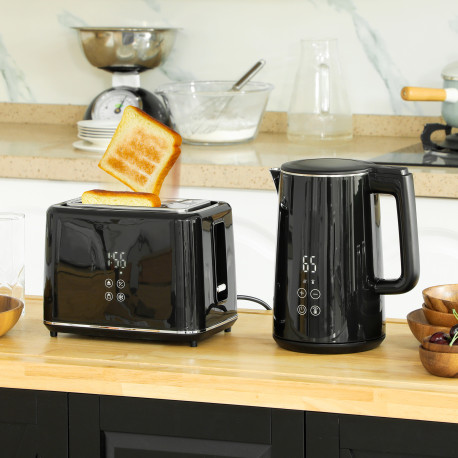 Kettle and Toaster Set, 1.5L 3000W Fast Boil Kettle with Insulation & 2 Slice Toaster Kitchen Set with 7 Level Browning Controls