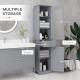 kleankin Bathroom Storage Cabinet with 3-tier Shelf Drawer Door, Floor Cabinet Free Standing Tall Slim Side Organizer Shelves, G