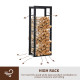 Metal Firewood Log Holder Tall Firewood Rack Indoor Outdoor Fireplace Wood Storage Shelf with Side Rails, Rust-Resistant, Black,